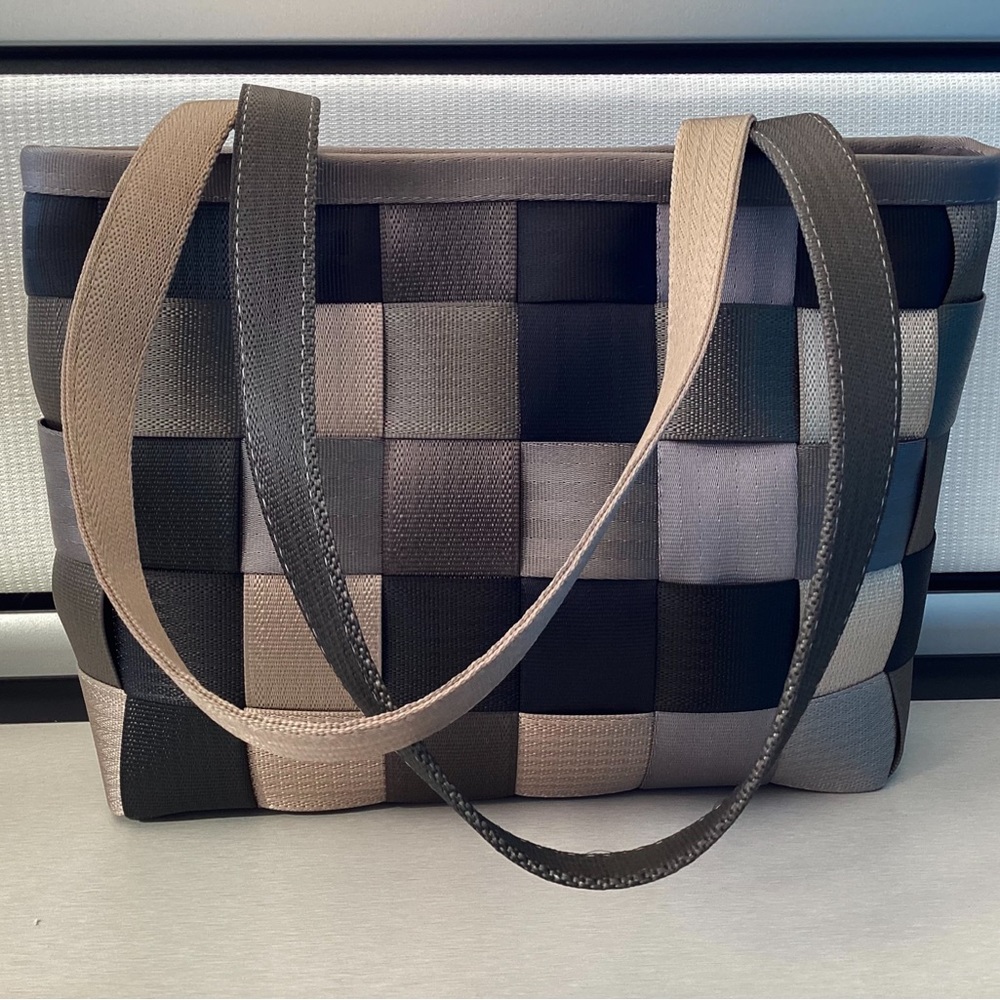 Harveys Black and Brown Checkered Shoulder Bag